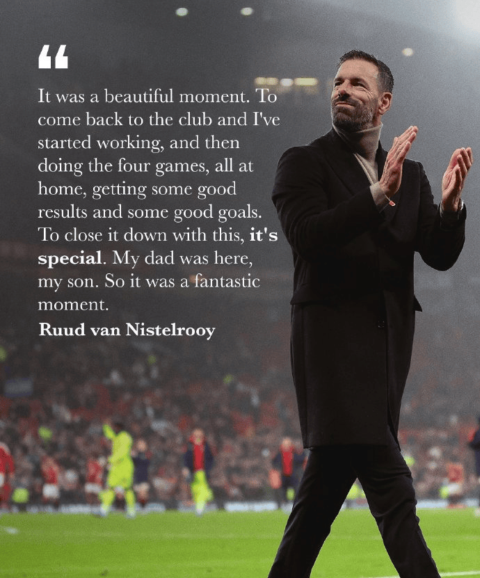 曼联官宣范尼和教练组离队,范尼:过去四场是非常美妙的时刻,新帅阿莫林将正式执教