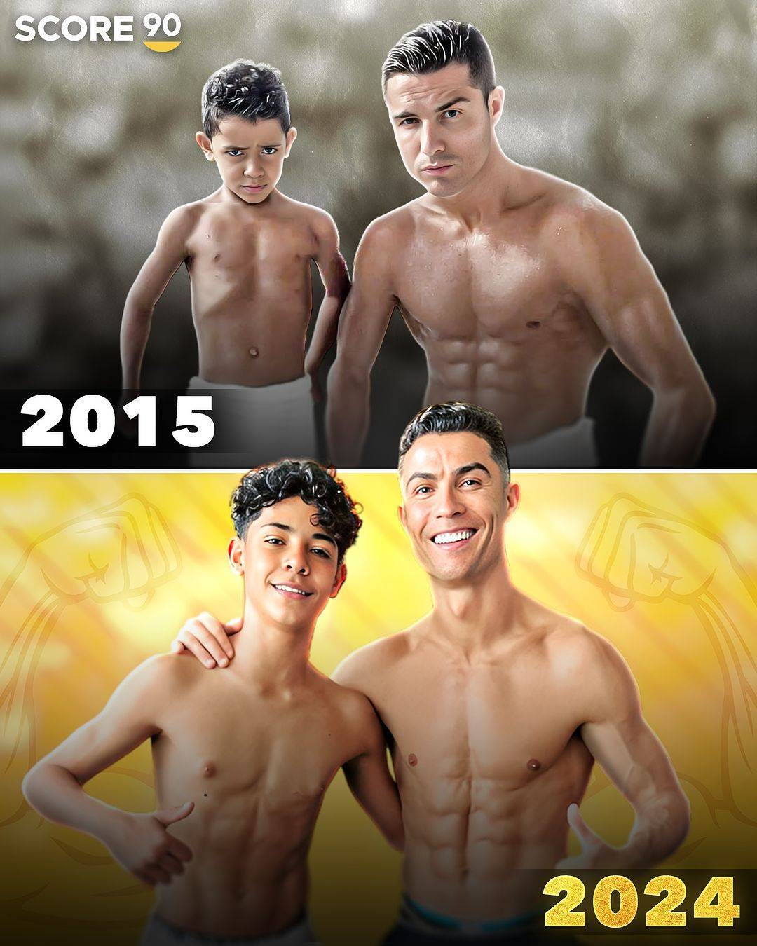 C罗解释与14岁儿子身高差：我身高1米87，迷你罗身高1米85