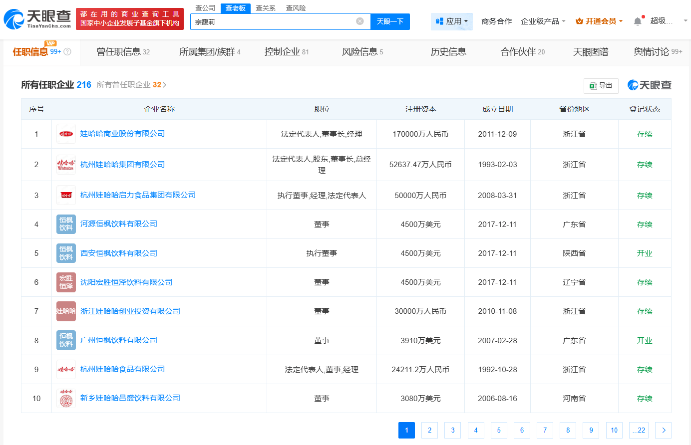 娃哈哈创始人宗庆后的女儿宗馥莉名下多家娃哈哈公司更名为宏胜！被三名自称“同父异母弟妹”在香港法庭起诉