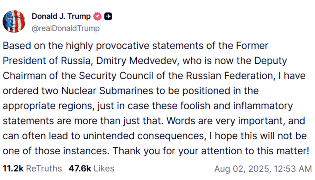 特朗普回怼梅德韦杰夫“一米出头坐大人桌”？